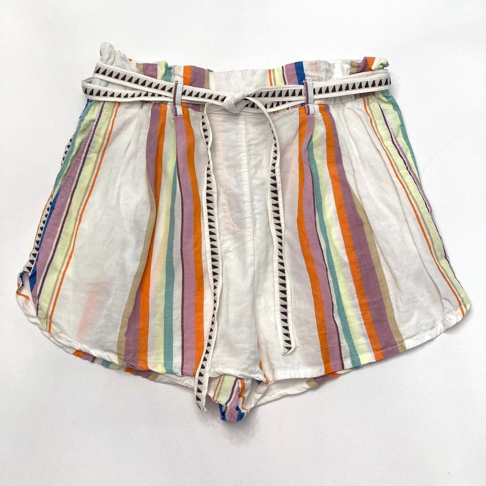 LEMLEM x H&M Striped Paperbag Belted Shorts Women's Medium Lyocell Linen
